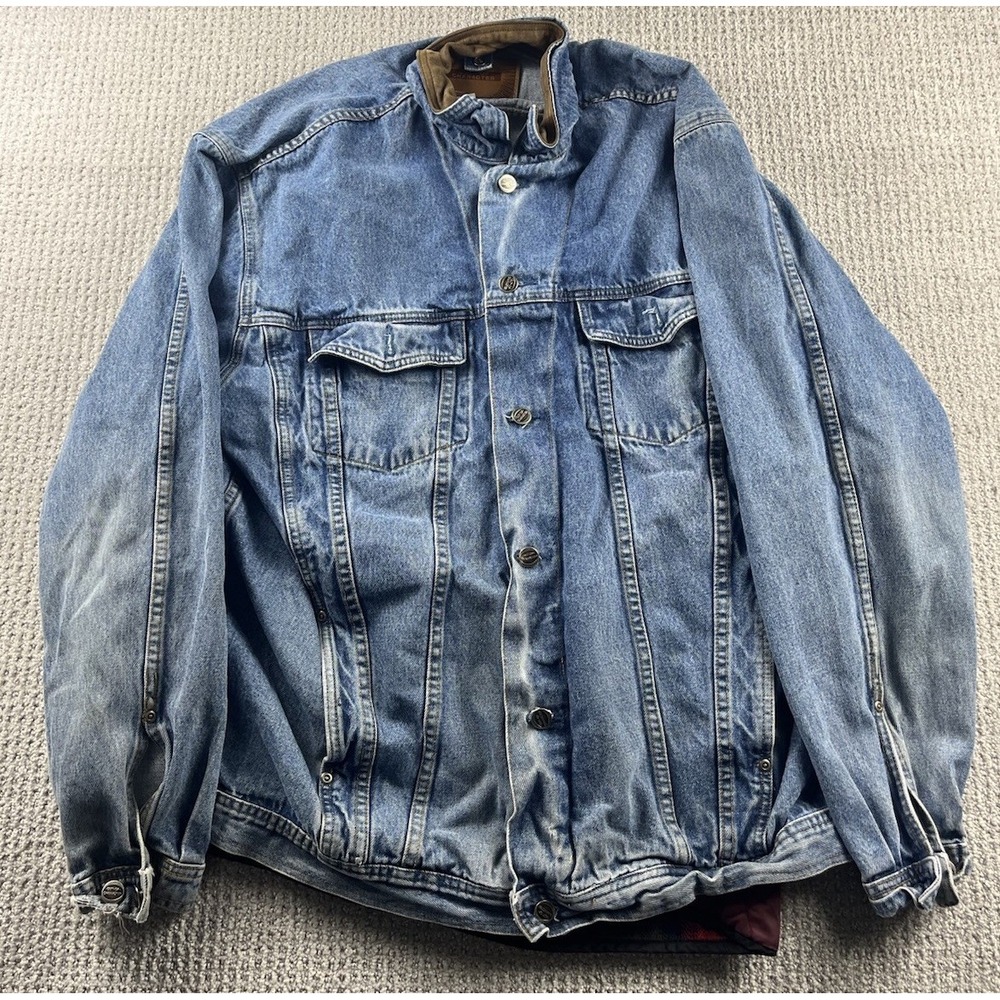 Vintage Out Of Character Denim Jacket Mens 2XL Removable Plaid Liner Western 90s